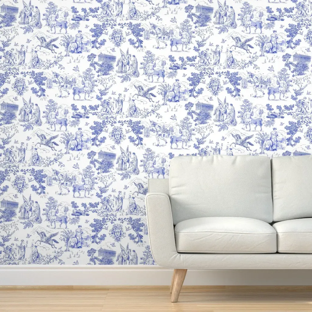 Greek Mythology Toile Peel and Stick Wallpaper - Dark Blue product