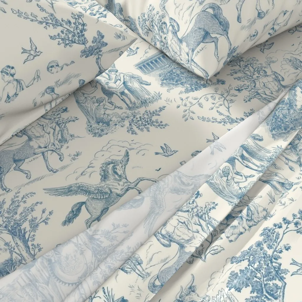 Greek Mythology Toile Queen Sheet Set - Blue alternate view