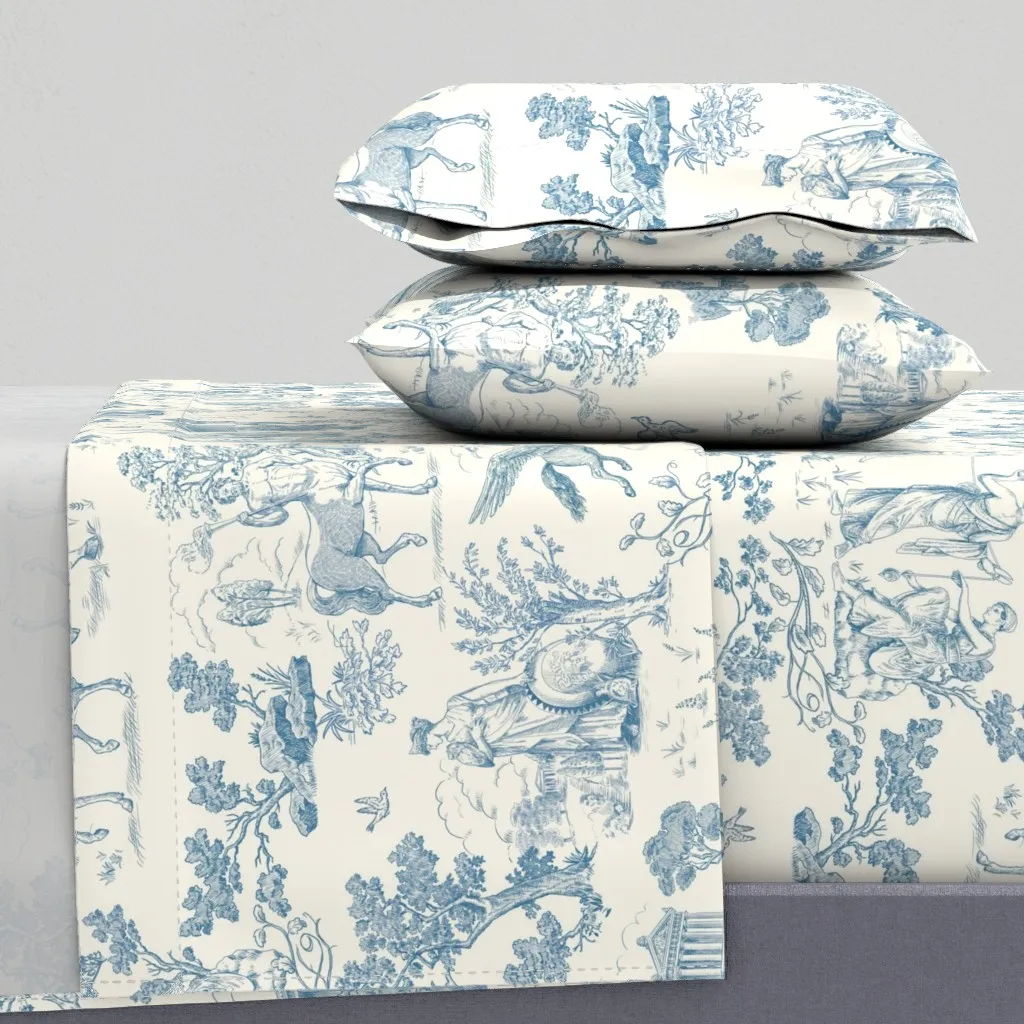 Greek Mythology Toile Queen Sheet Set - Blue product