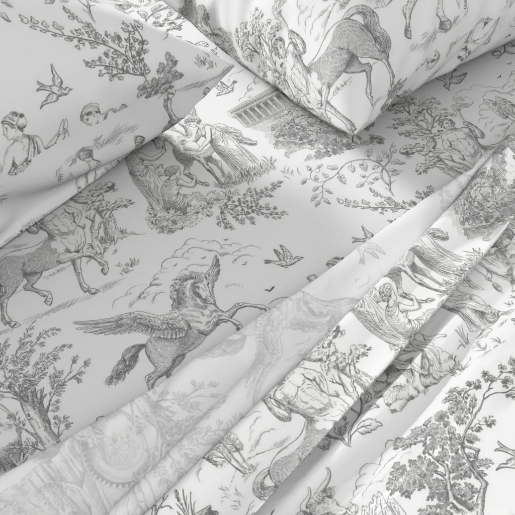 Greek Mythology Toile Queen Sheet Set - Gray alternate view