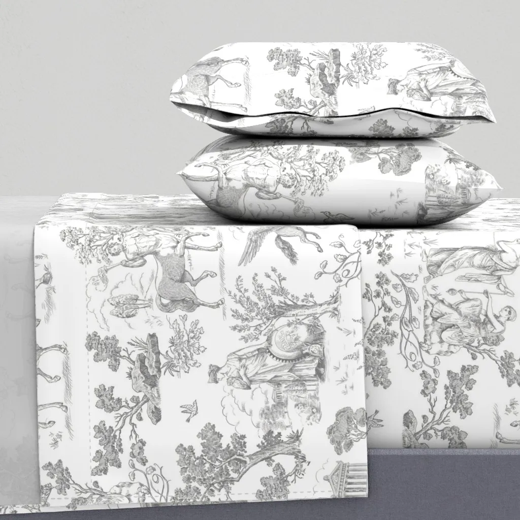 Greek Mythology Toile Queen Sheet Set - Gray product