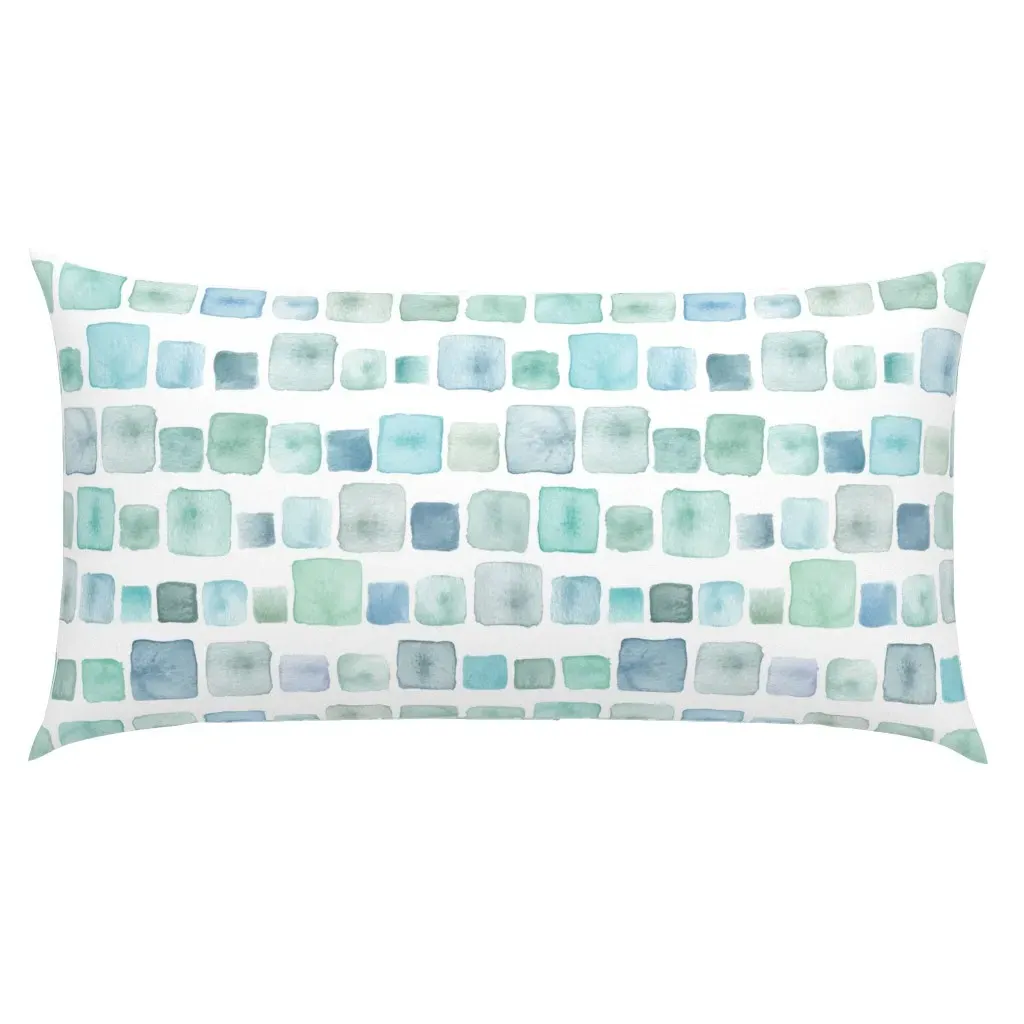 Green and Blue Squares King Pillow Sham - Aqua product