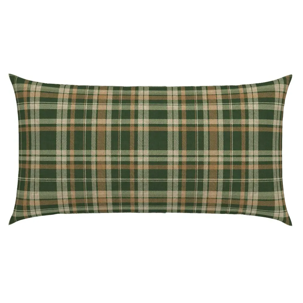 Green and Tan Tartan Woven Check King Pillow Sham - Green product