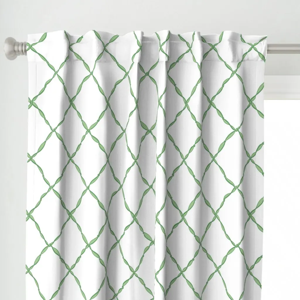 Green and White Ribbon Curtain Panel - Sage Green alternate view