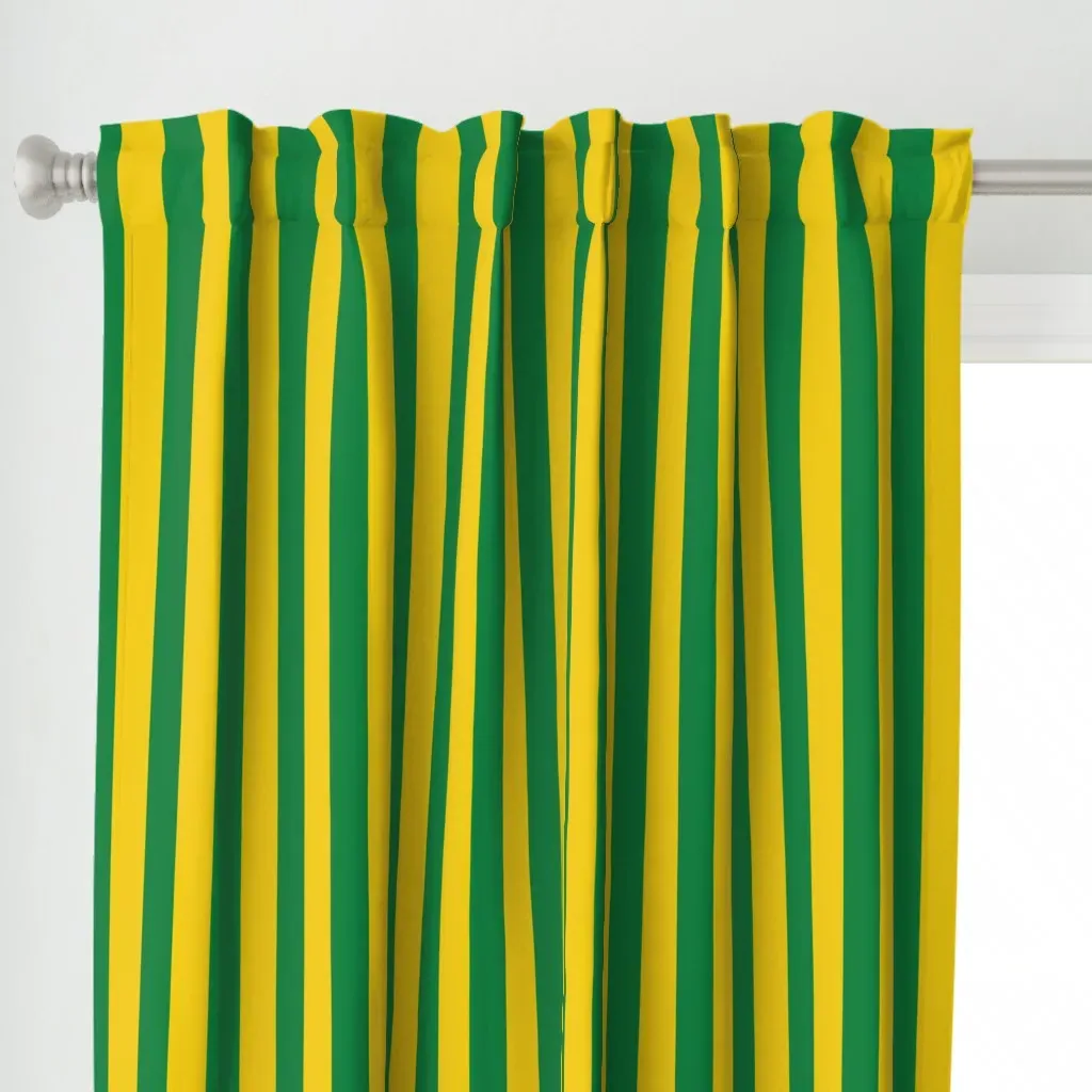 Green and Yellow Stripe Curtain Panel alternate view