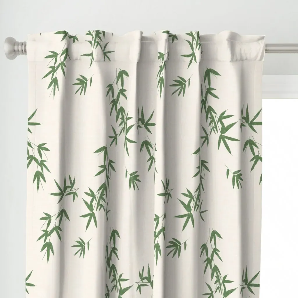 Green Bamboo Leaves Curtain Panel - Sage Green alternate view