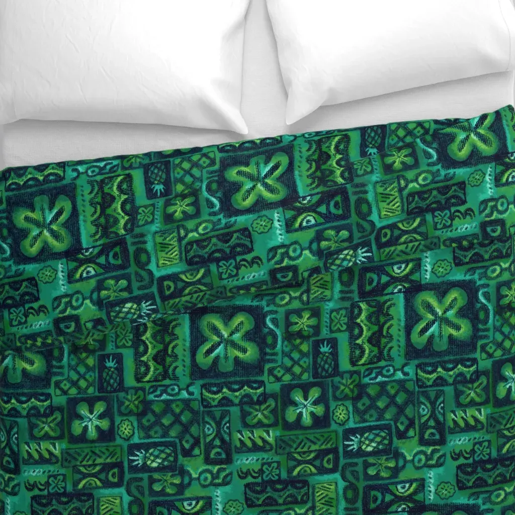 Green Flower Duvet Cover - Emerald Green alternate view