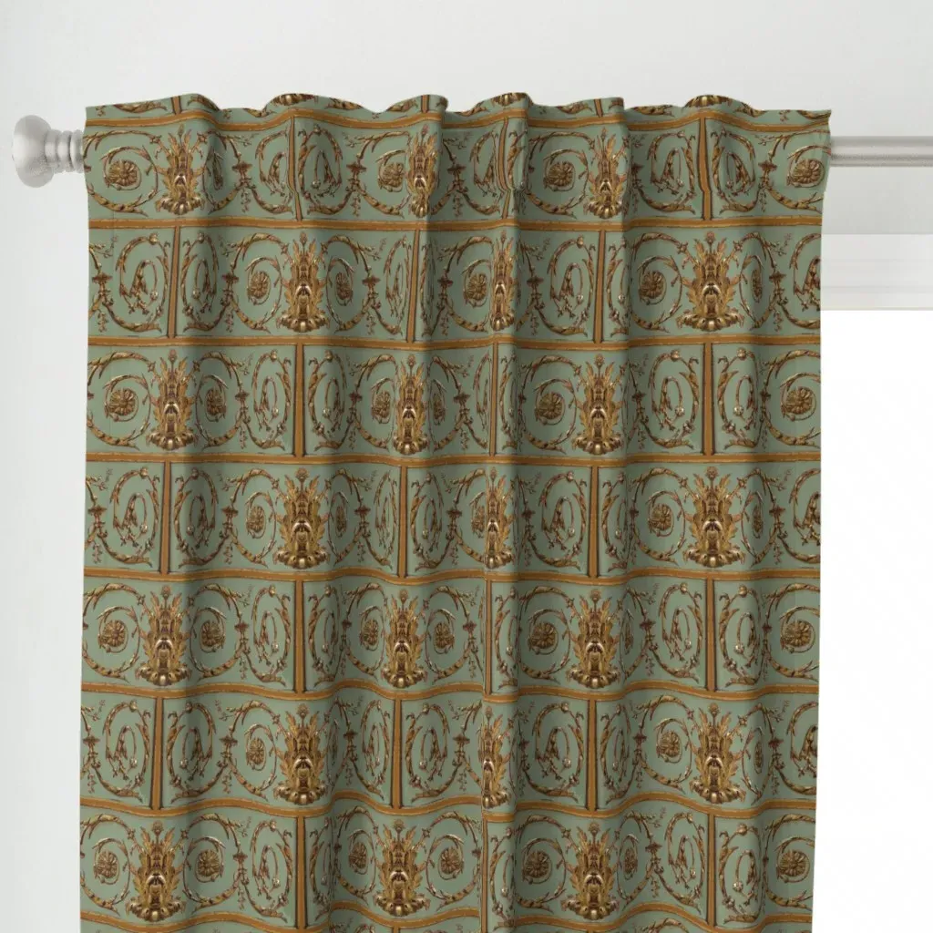 Green Gilded Door Curtain Panel - Gold alternate view