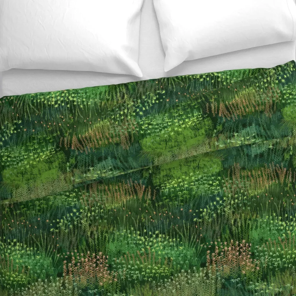 Green Haircap Mosses Duvet Cover - Dark Green alternate view