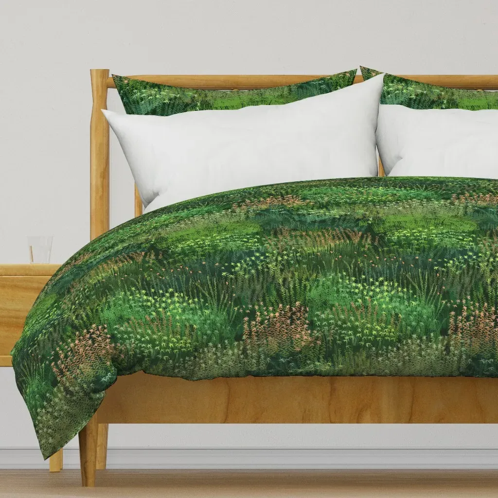 Green Haircap Mosses Duvet Cover - Dark Green product