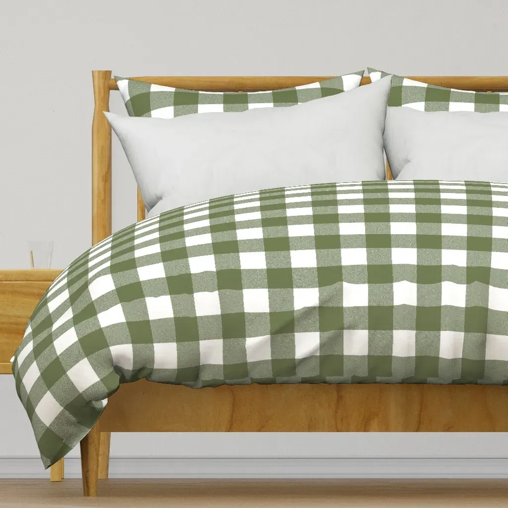 Green Plaid Duvet Cover - Sage Green product