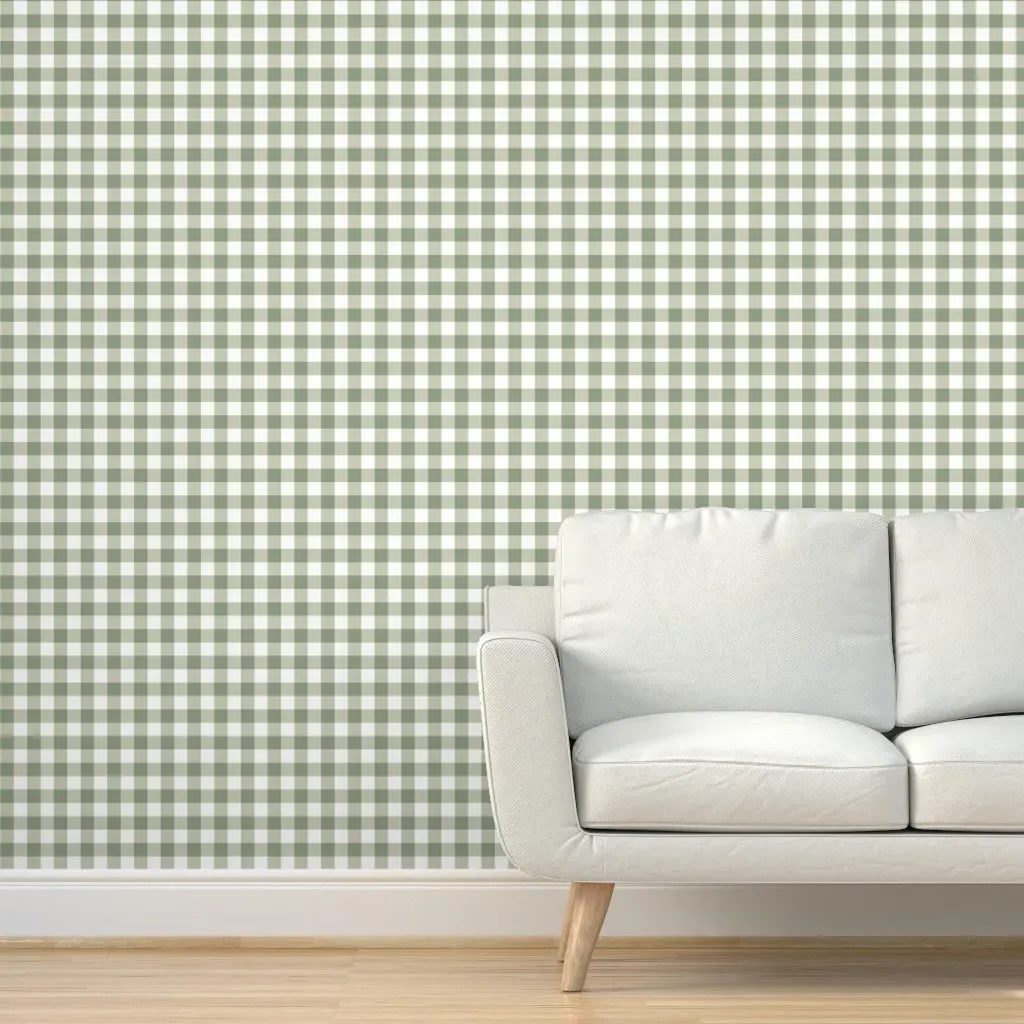 Green Plaid Peel and Stick Wallpaper - Green, White product