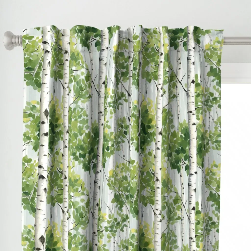 Green Quaking Aspens Curtain Panel - White alternate view