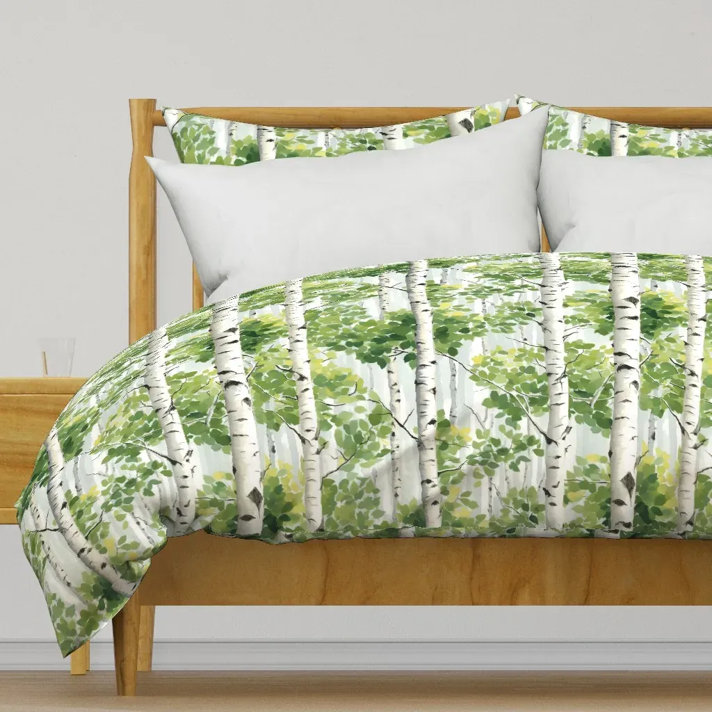 Green Quaking Aspens Duvet Cover - White product