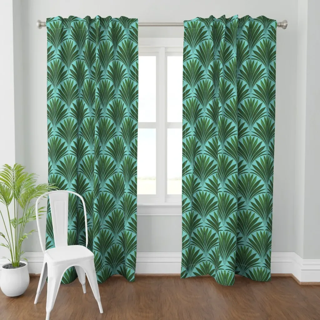 Green & Turquoise Blue Curtain Panel - Green product
