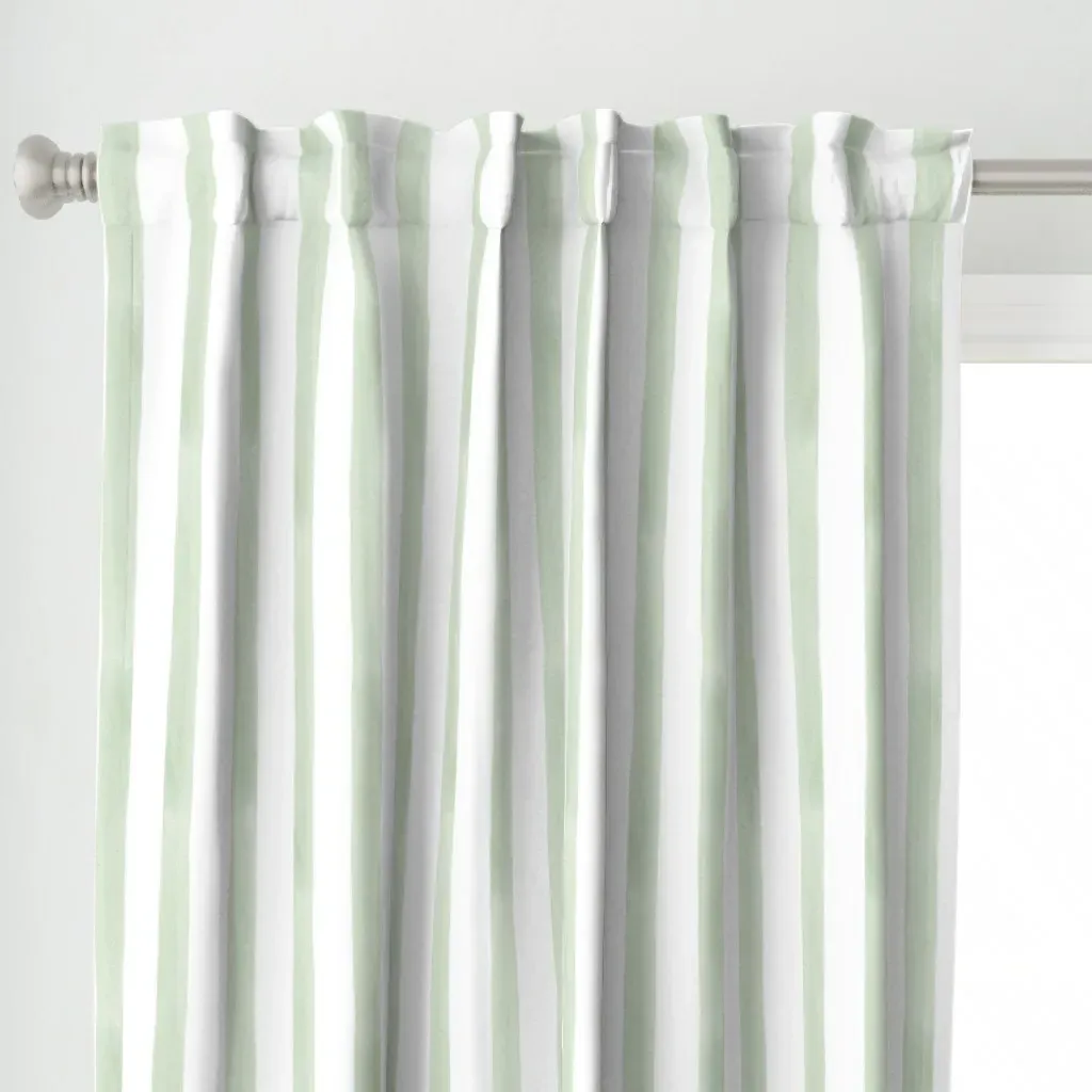 Green Watercolor Stripes Curtain Panel - Sage Green alternate view