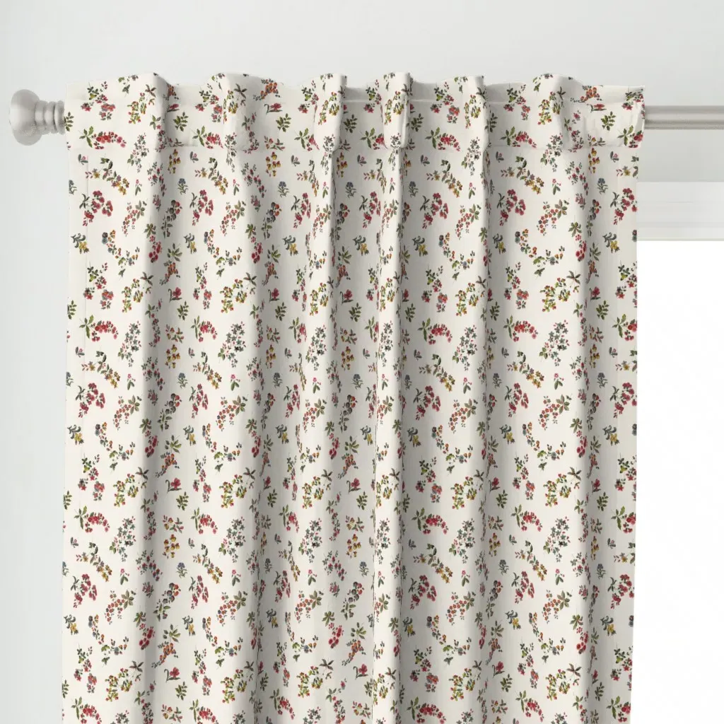 Greenaway Garden On Dark Curtain Panel - Red alternate view