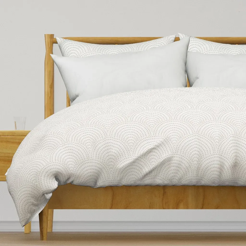 Greige Dotted Art Deco Feather Duvet Cover - Beige product