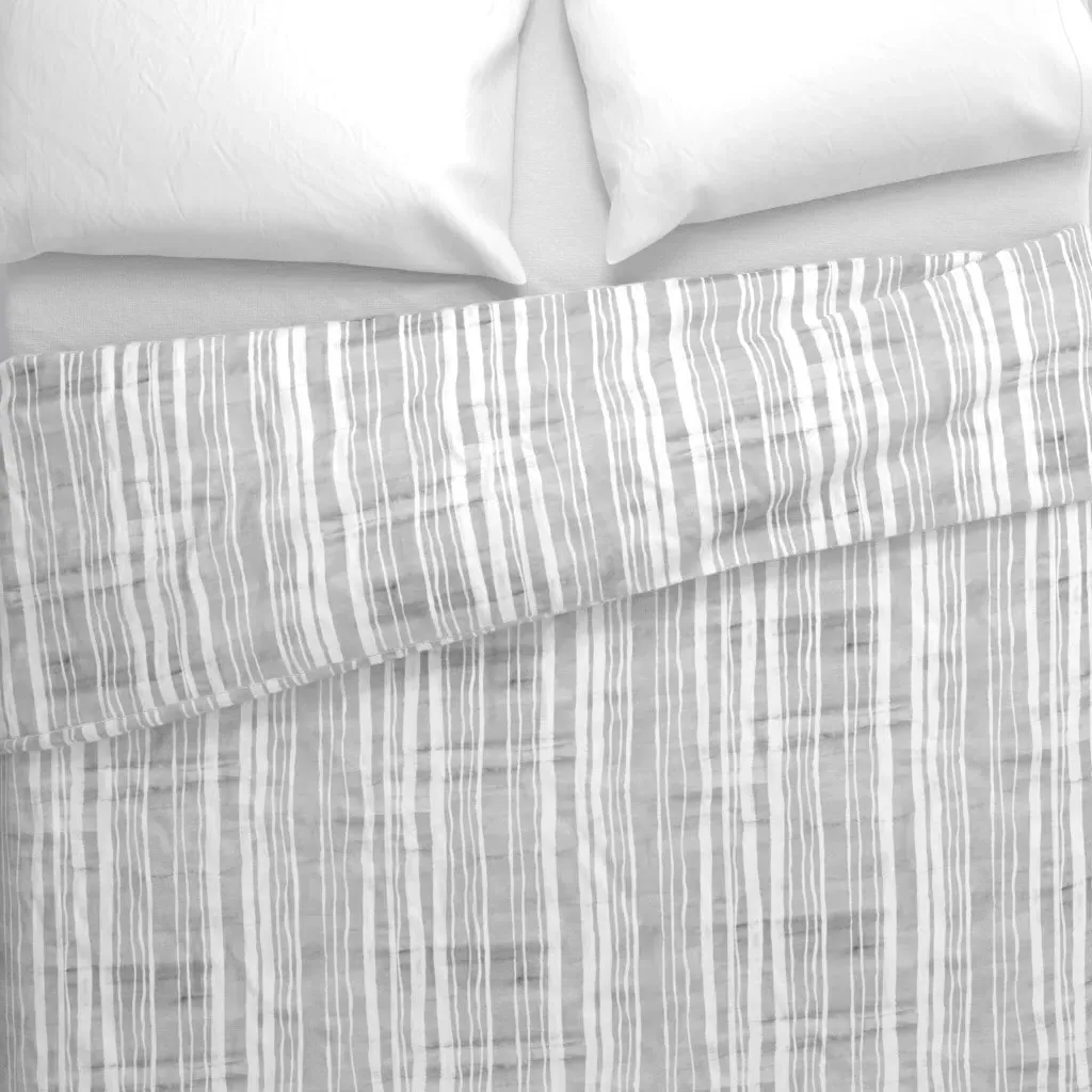 Grey & White Watercolor Duvet Cover - Light Gray alternate view