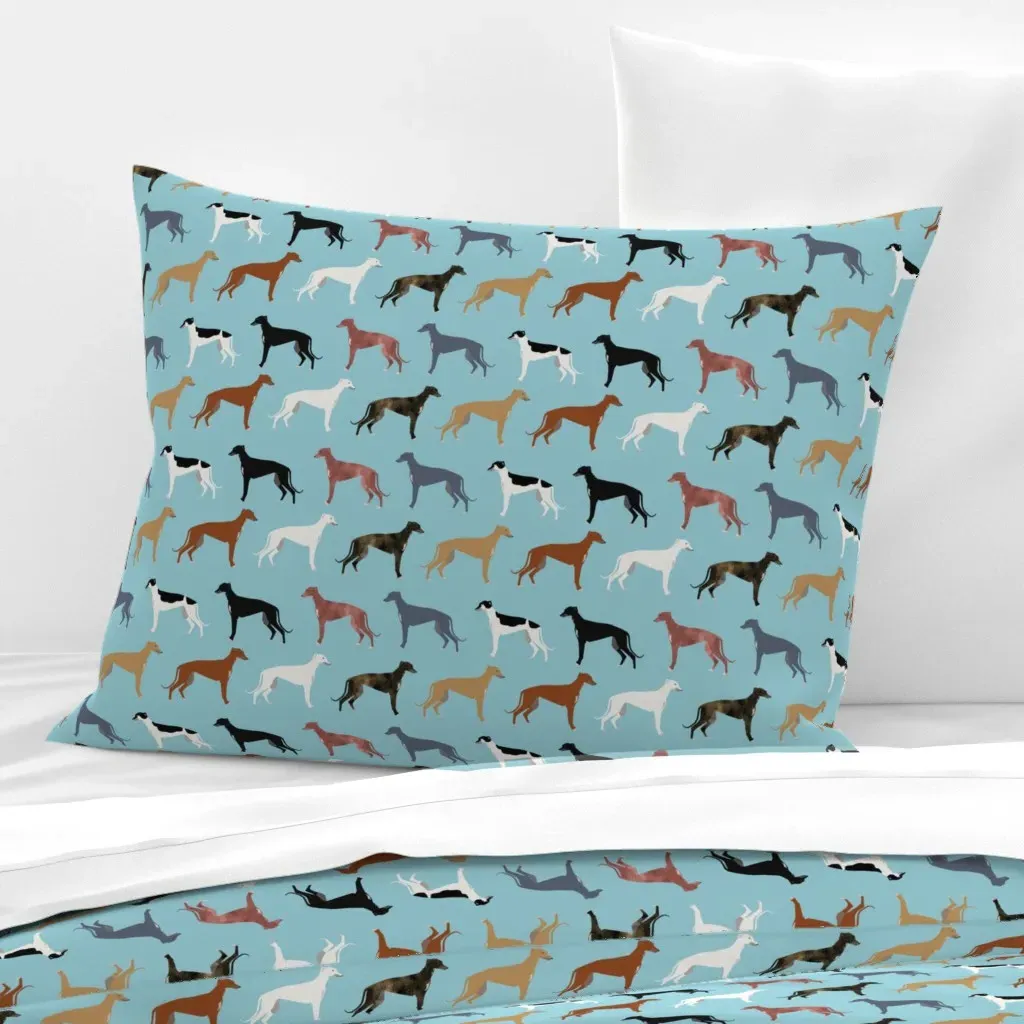 Greyhounds Dog Breed Standard Knife Edge Pillow - Light Blue, Cotton product