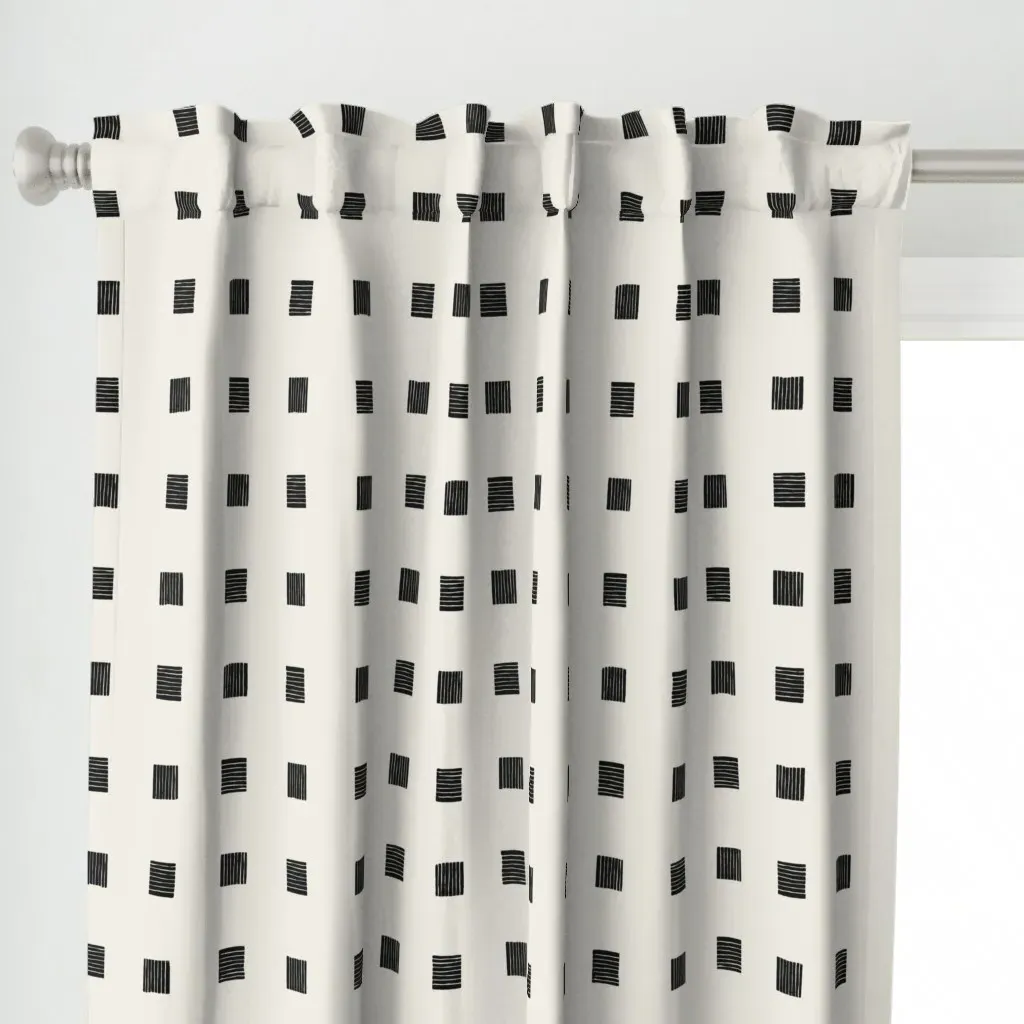 Griffin Black On Cream Curtain Panel - Black alternate view