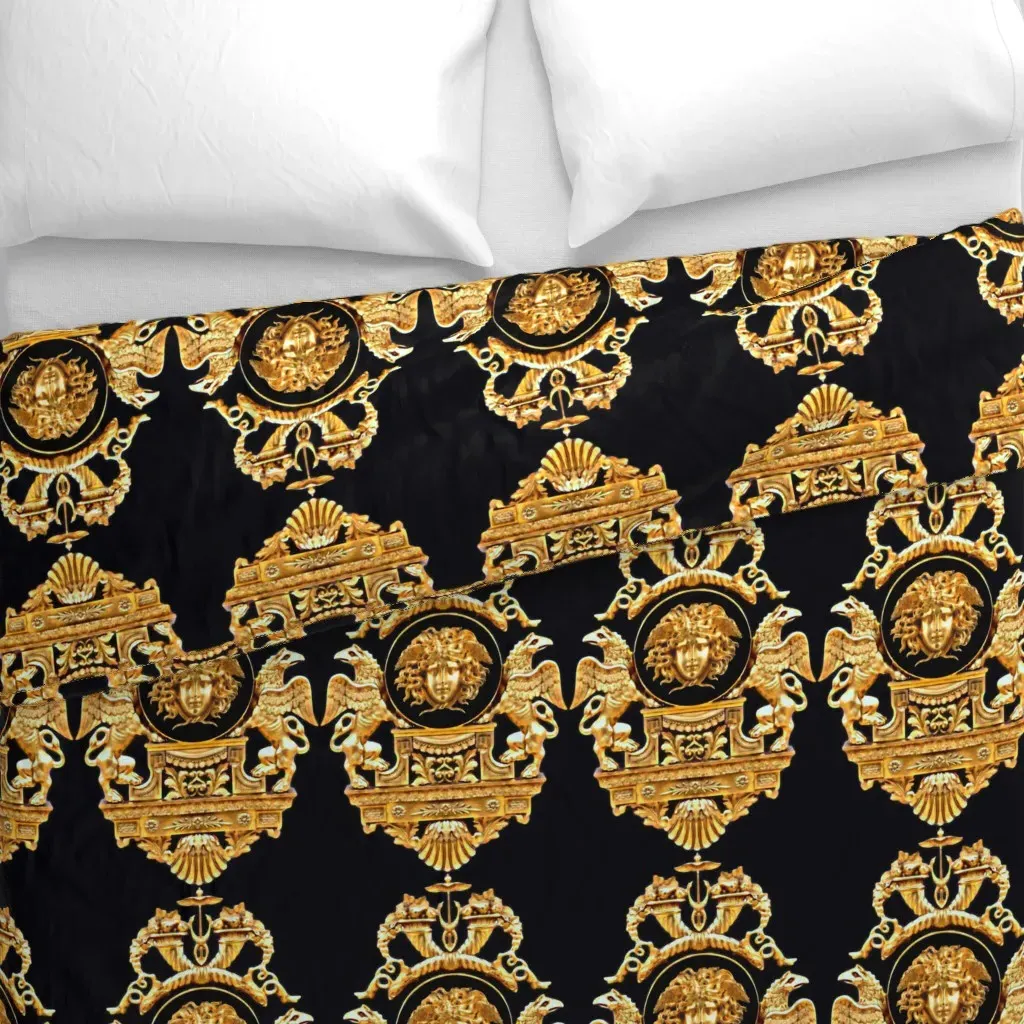 Griffon Gryphon Medusa Duvet Cover - Gold alternate view