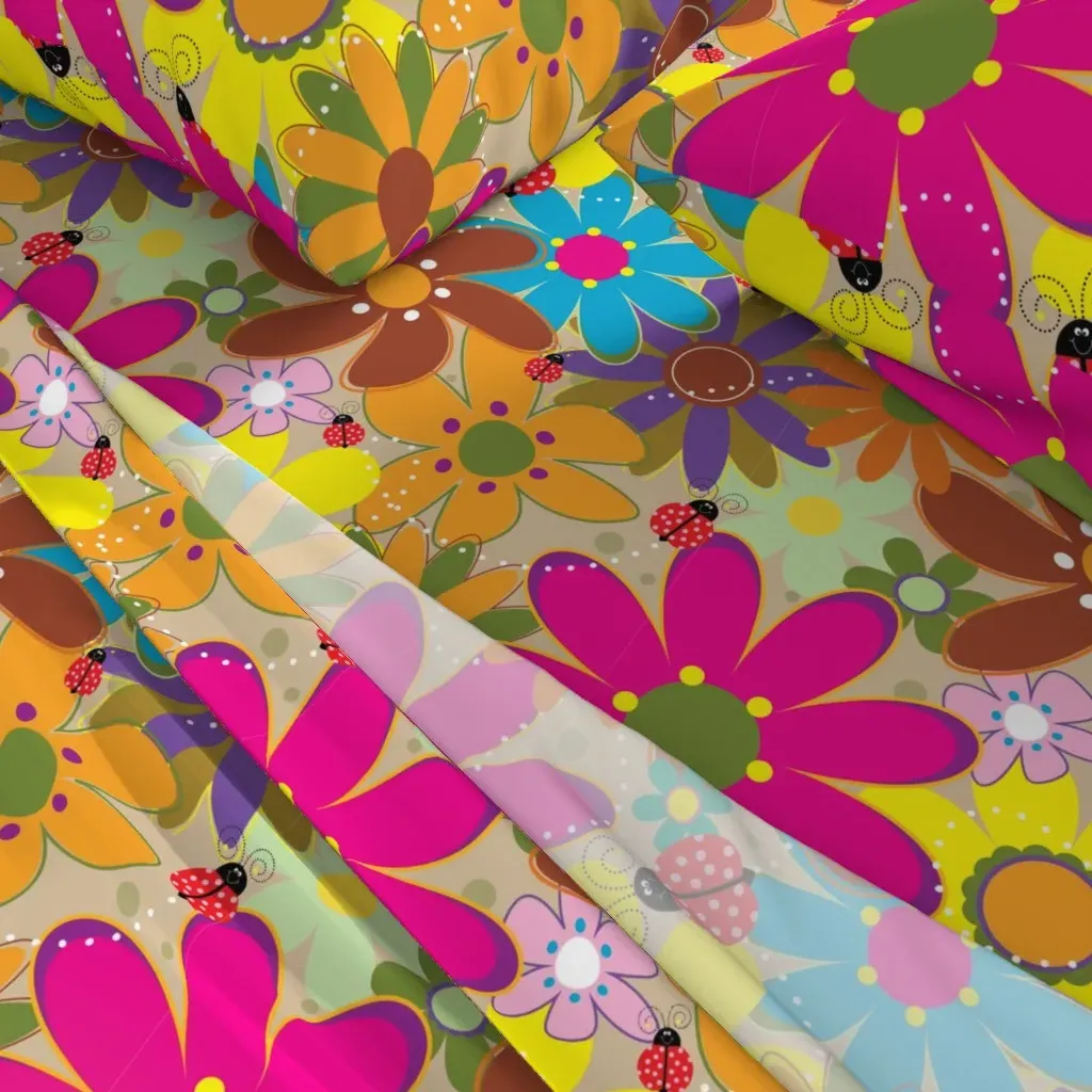 Groovy 1970s Flower Power Retro Floral King Sheet Set - Pink alternate view