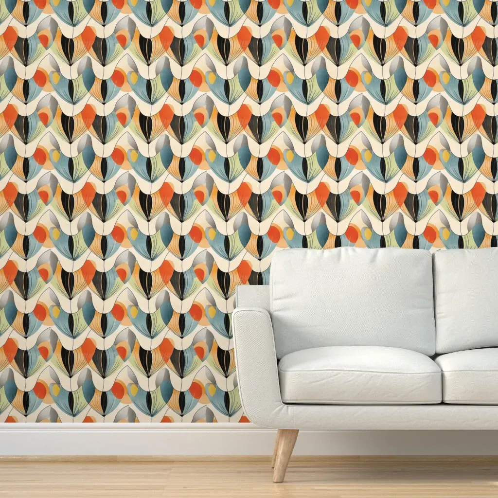 Groovy Abstract Tulips Peel and Stick Wallpaper - Orange product