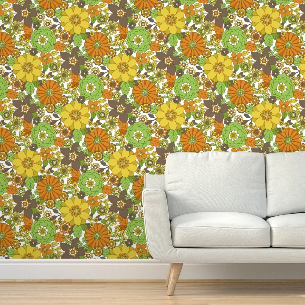 Groovy Blooms Peel and Stick Wallpaper - Orange product