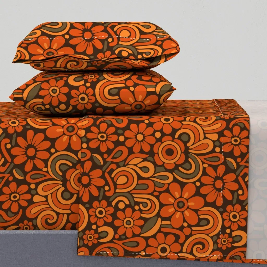 Groovy Bloomscape Full Sheet Set - Orange product