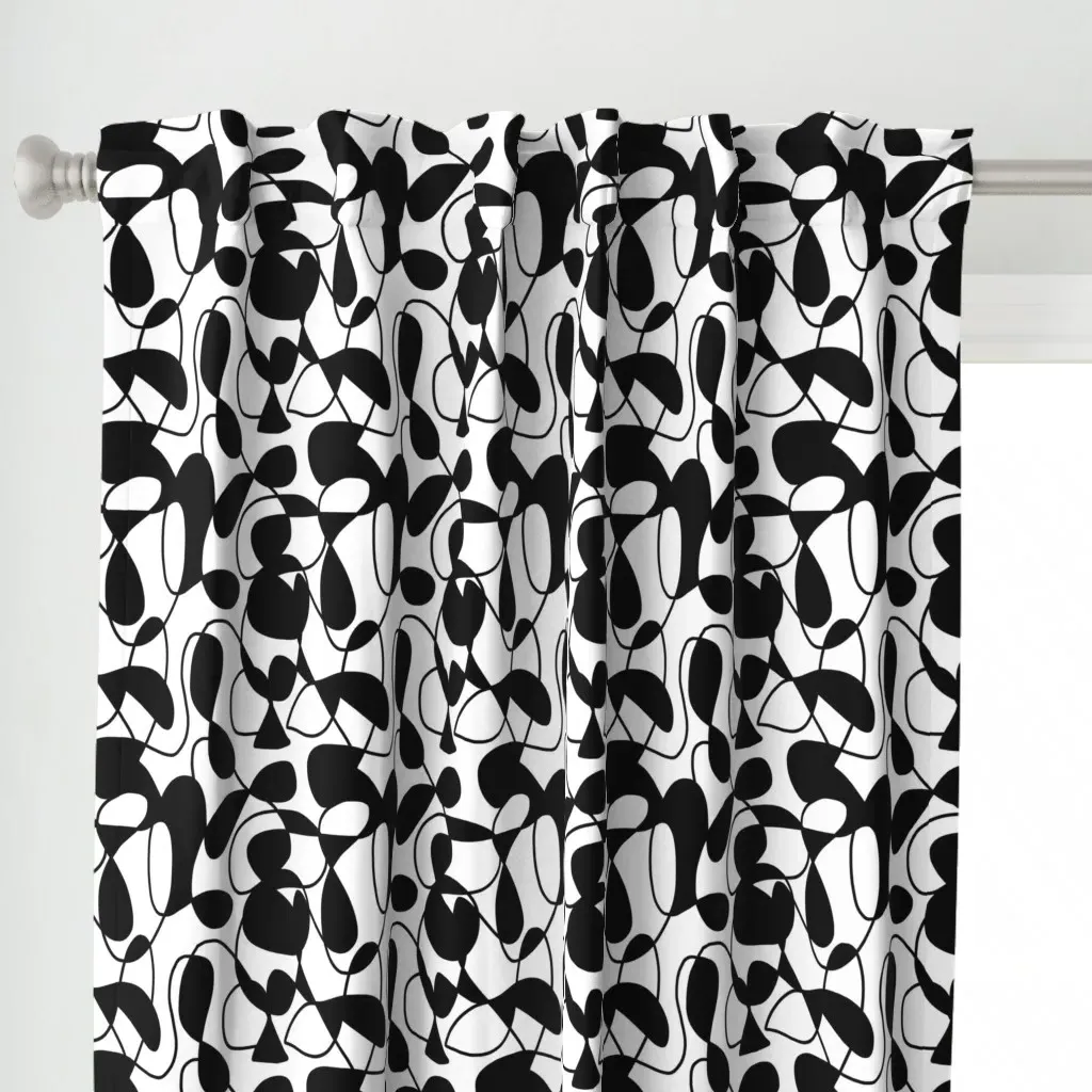 Groovy Continuous Line Curtain Panel - Black alternate view
