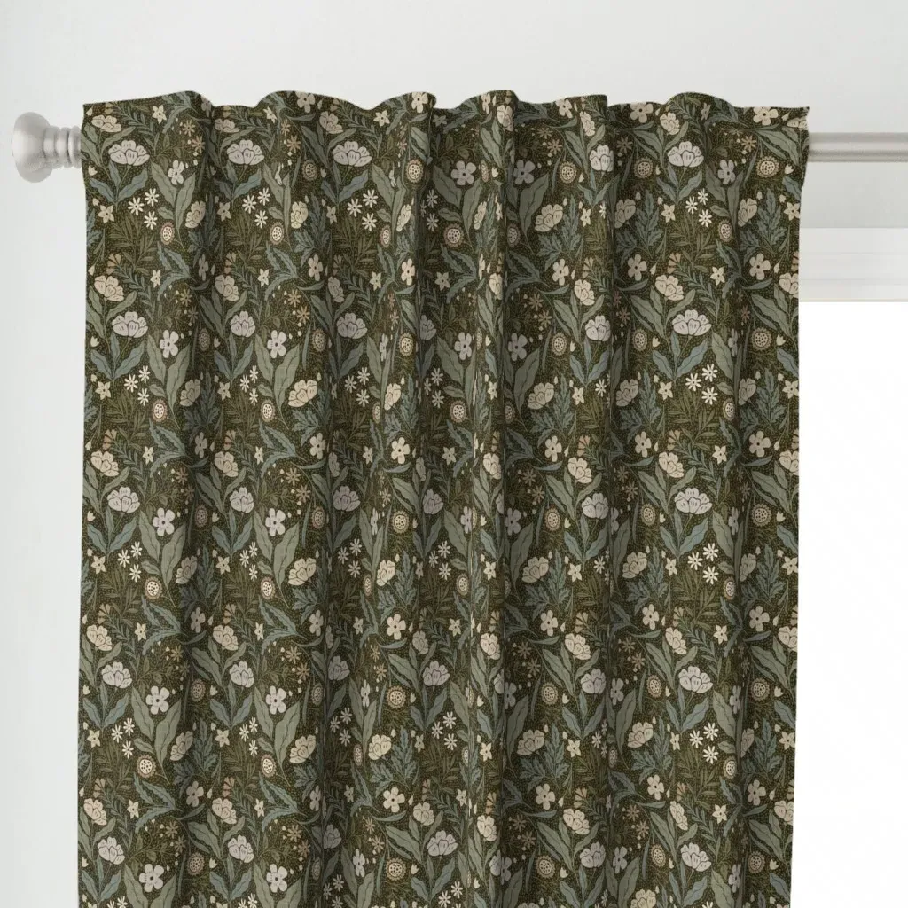 Groovy Garden M Curtain Panel - Olive Green alternate view