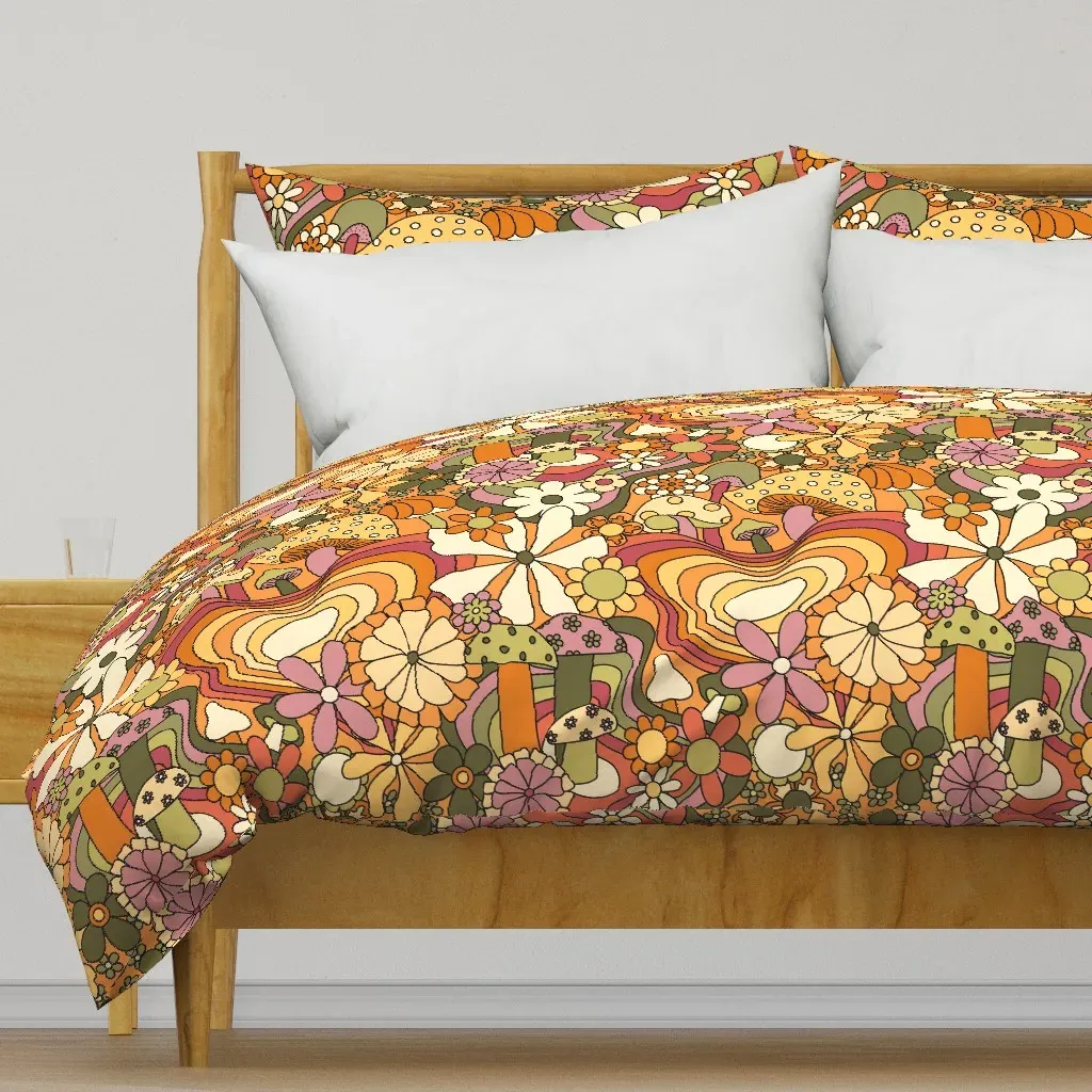 Groovy Mushroom Garden Duvet Cover - Orange product