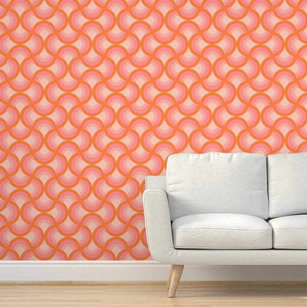 Groovy Pink And Orange Geo Peel and Stick Wallpaper - Orange product