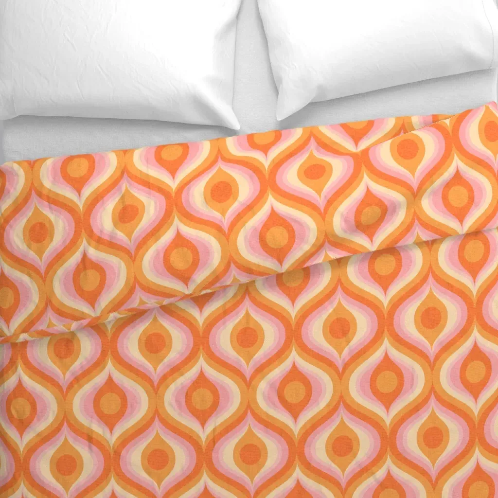 Groovy Psychedelic Swirl Retro Duvet Cover - Orange alternate view