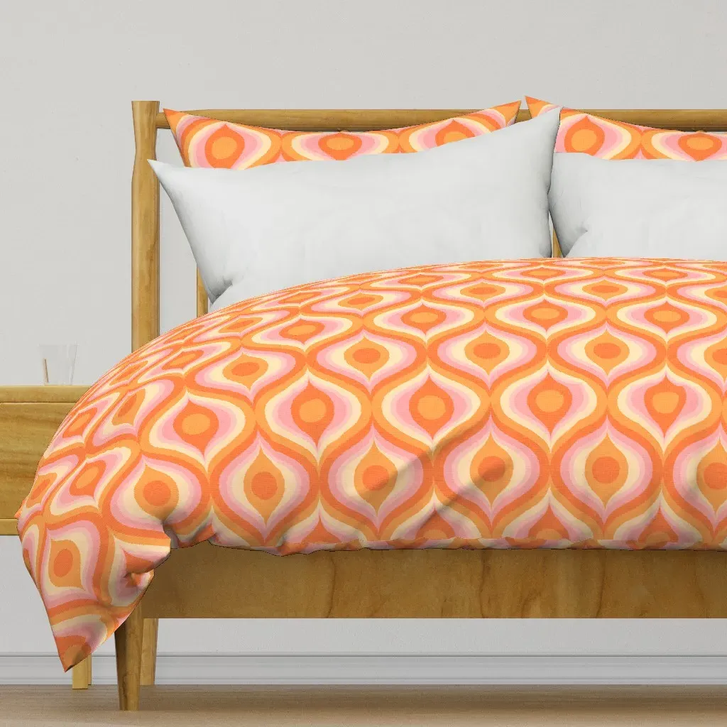 Groovy Psychedelic Swirl Retro Duvet Cover - Orange product