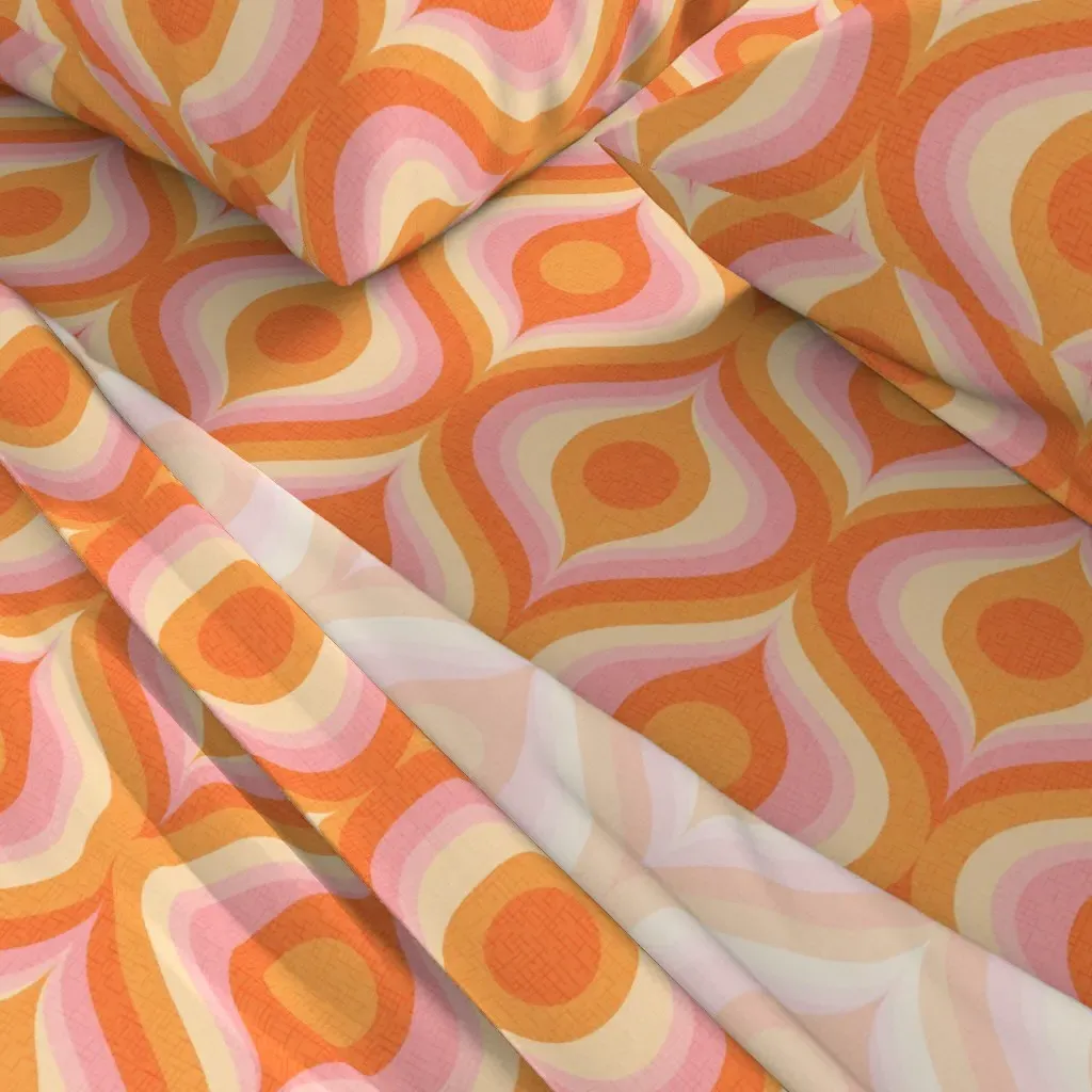 Groovy Psychedelic Swirl Retro Full Sheet Set - Orange alternate view