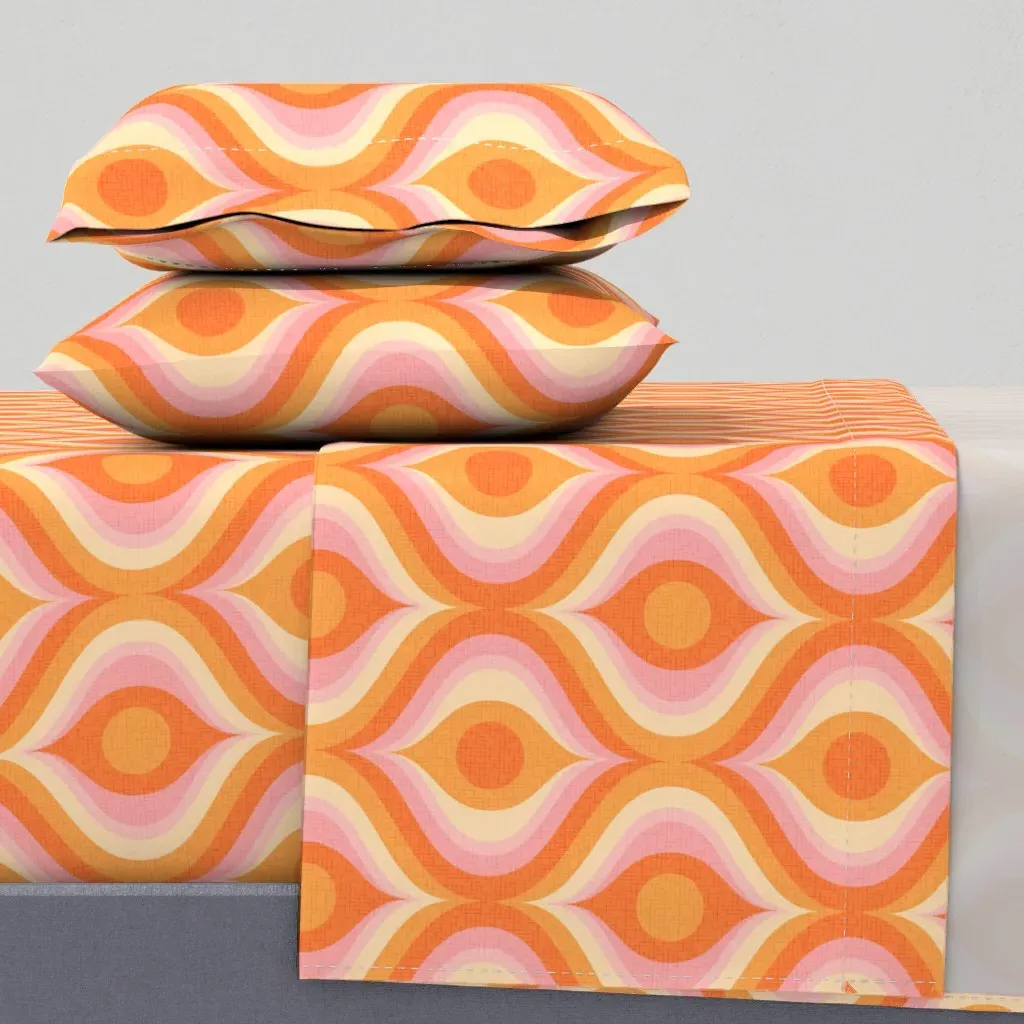 Groovy Psychedelic Swirl Retro Full Sheet Set - Orange product