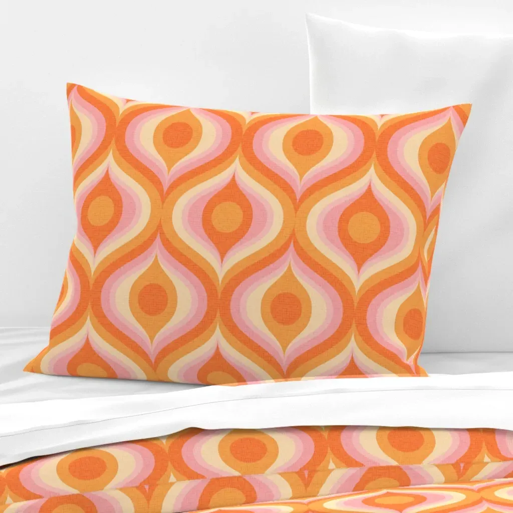 Groovy Psychedelic Swirl Retro Standard Pillow Sham - Orange product