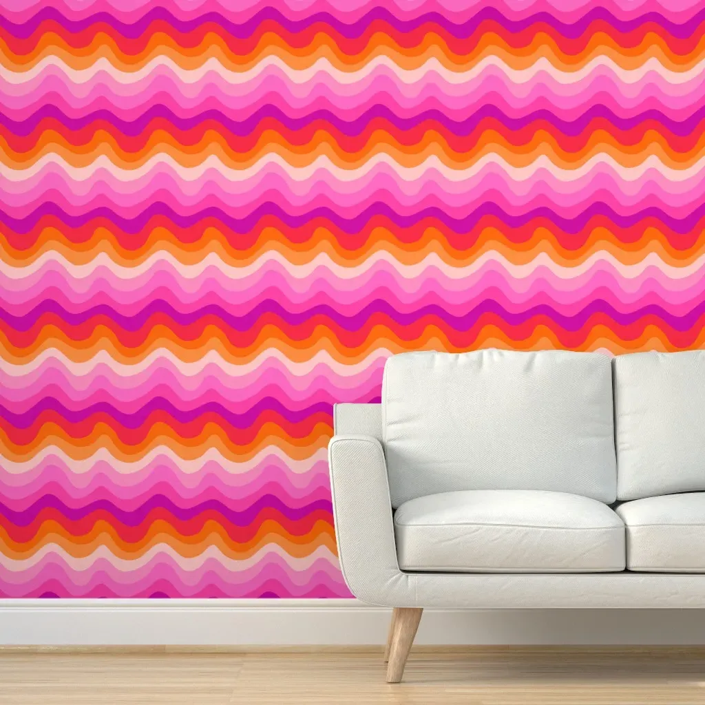 Groovy Waves Peel and Stick Wallpaper - Pink product