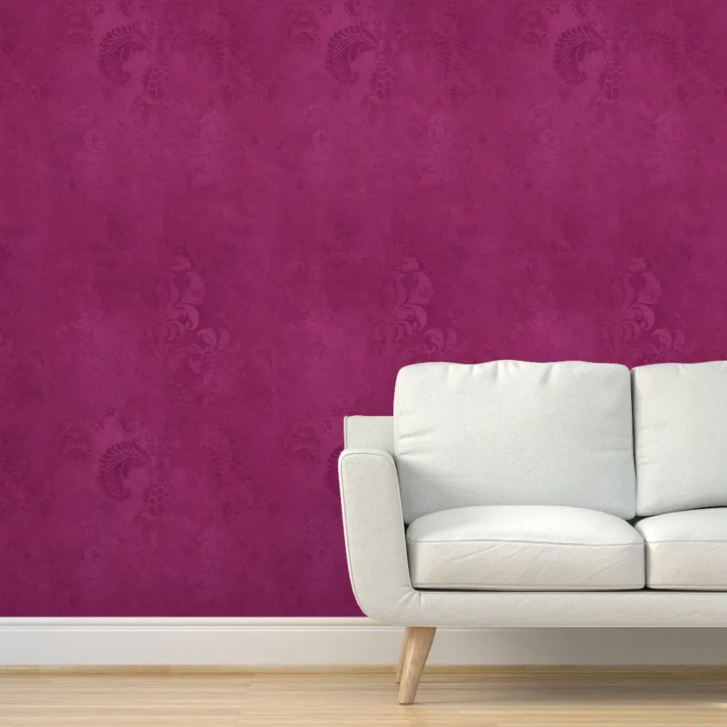 Grunge Damask Peel and Stick Wallpaper - Fuchsia product