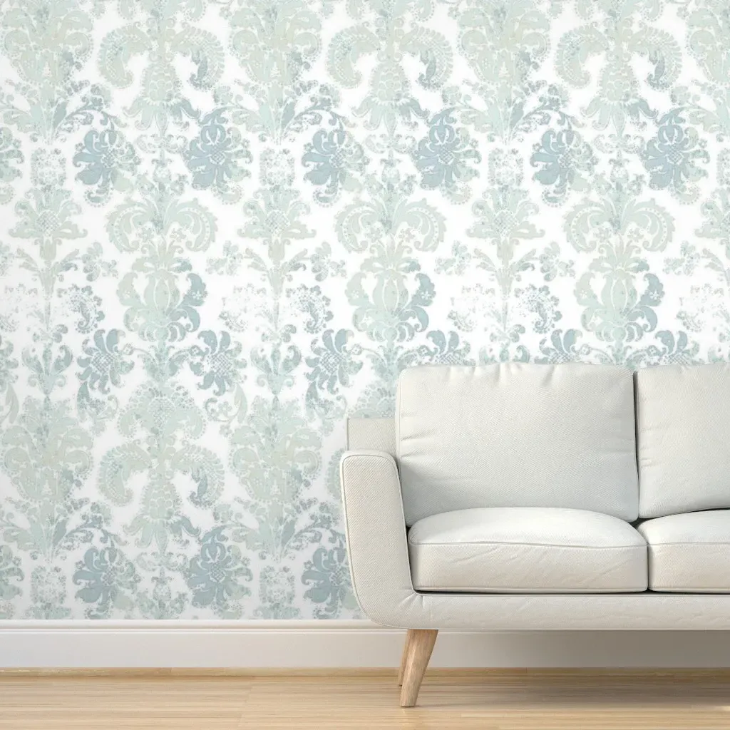 Grunge Damask Peel and Stick Wallpaper - Light Blue product