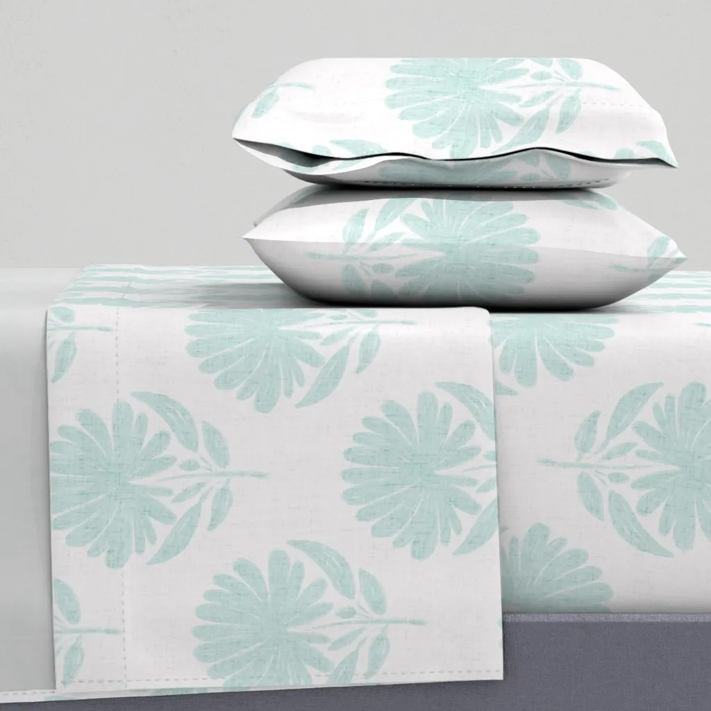 Grunge Floral Full Sheet Set - Sea Glass Green product
