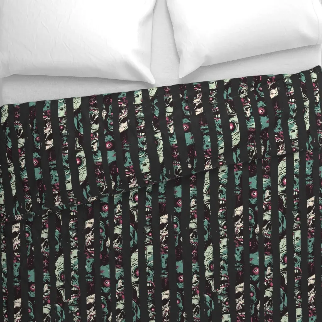 Grunge Stripes Zombies Duvet Cover - Gray alternate view