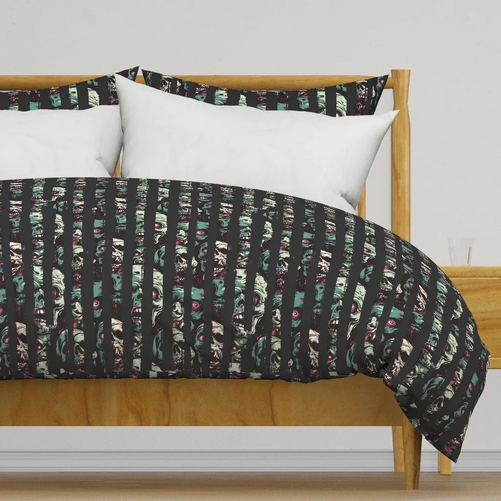 Grunge Stripes Zombies Duvet Cover - Gray product
