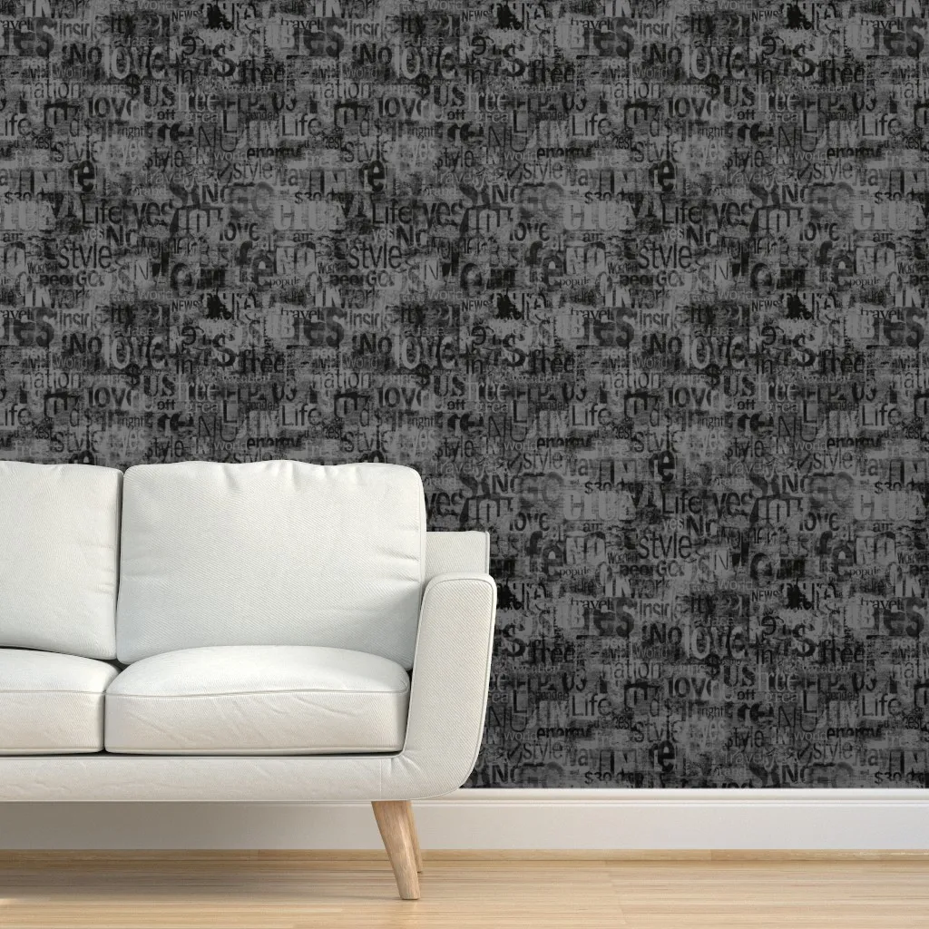 Grunge Urban Black and Grey Collage Peel and Stick Wallpaper - Dark Grey product