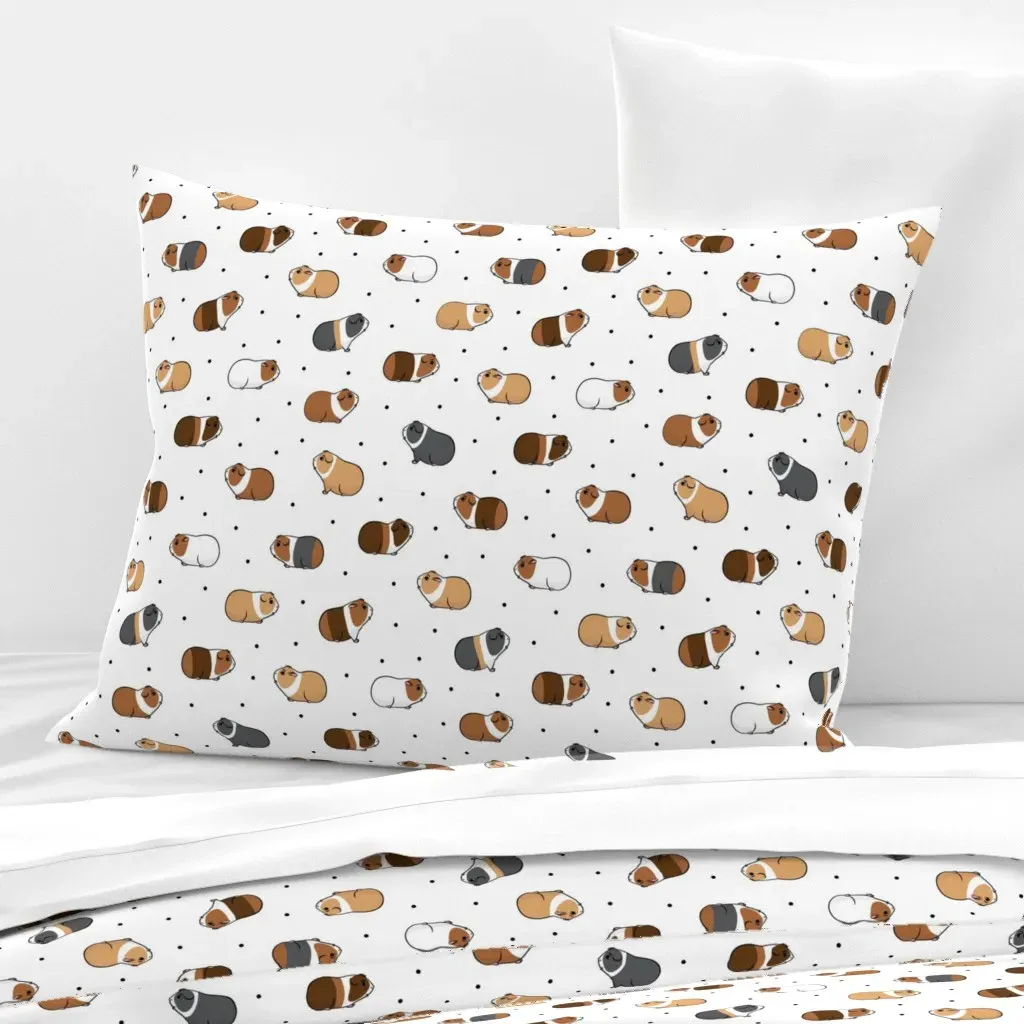 Guinea Pigs Polka Dots Standard Knife Edge Pillow - White, Cotton Sateen product
