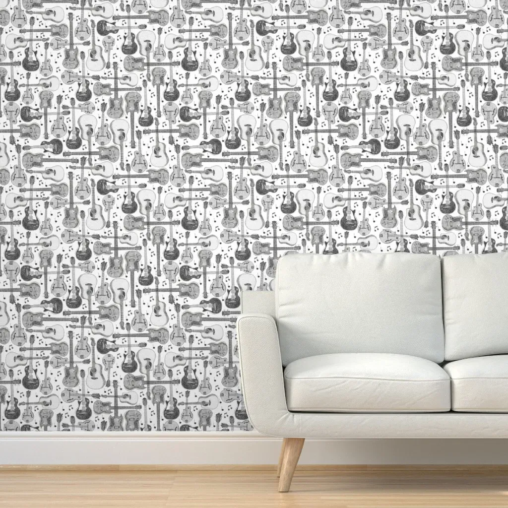 Guitars Peel and Stick Wallpaper - Black product