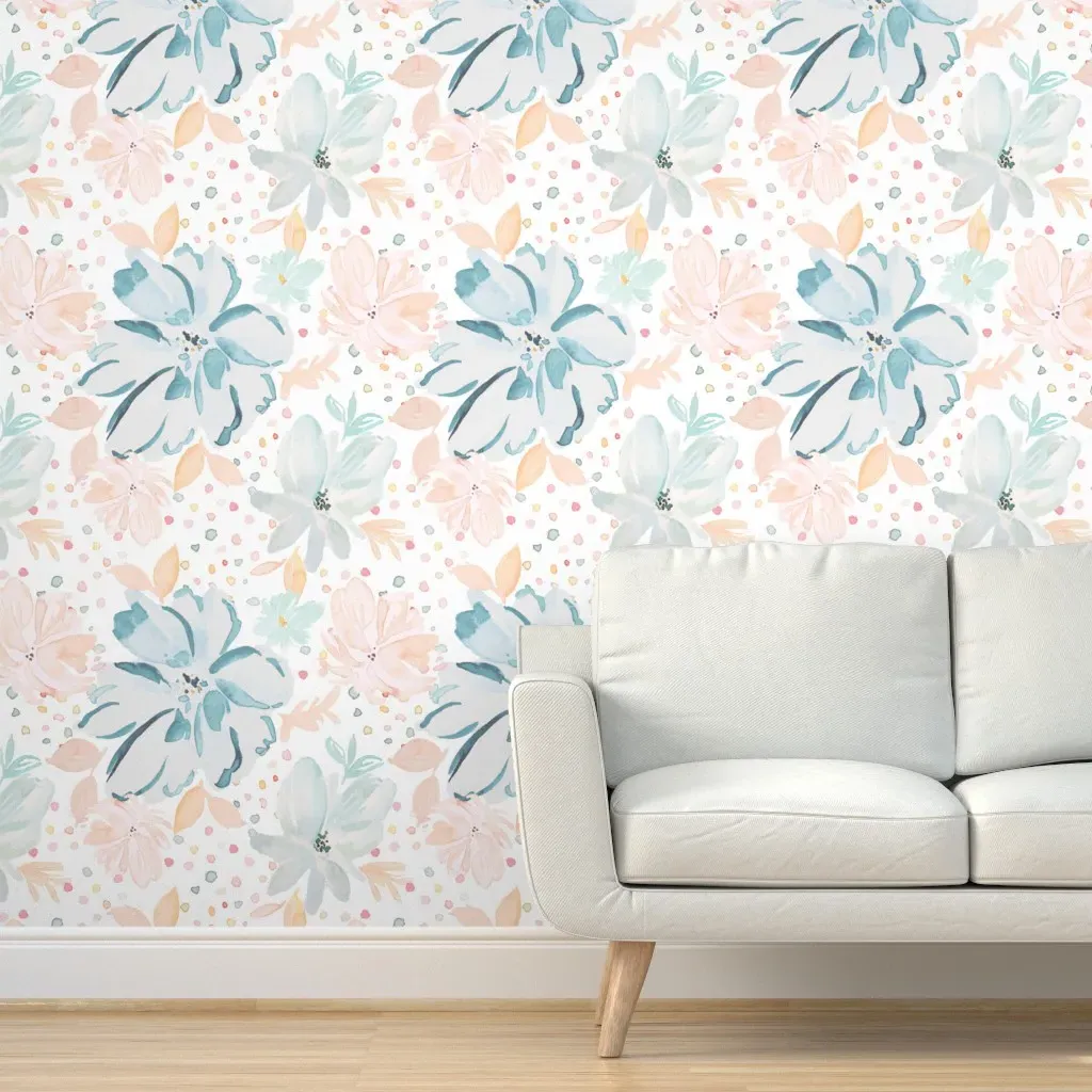 Gumdrop Blossoms Peel and Stick Wallpaper - White, Pink product