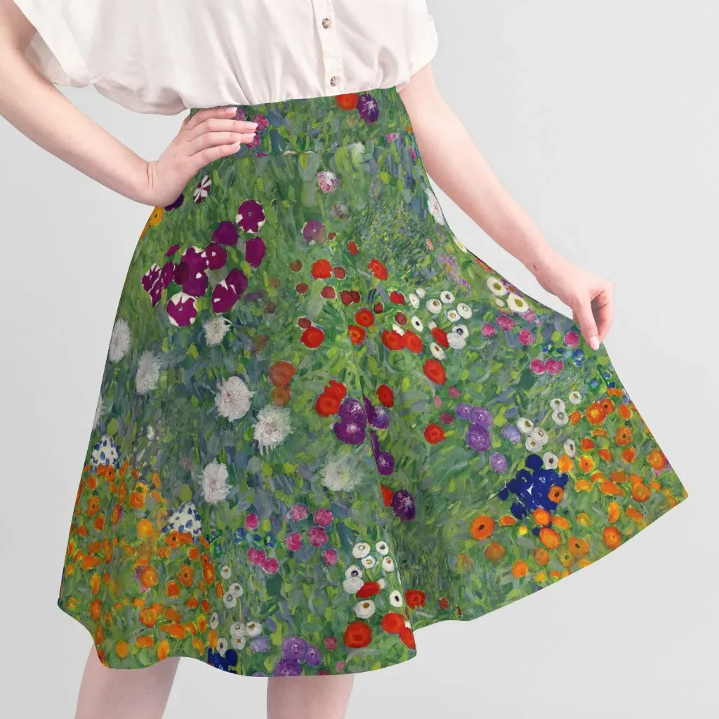 Gustav Klimt Flower Garden Sport Pique Fabric - Green alternate view